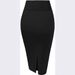 High-Waist Slit Pencil Skirt – Stretchy Milk Silk For Office & Night Out (XS-XL, Black/White/Mustard, Euro Slim Fit)_ecoleips.com