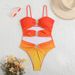 Women's Clothing Sexy Gradient One-Piece Hollow Swimsuit Bikini_ecoleips.com