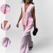 Spring 2026 Women's Elegant Commuter V-Neck Solid Color Pants Suit European American Style Simple Clothing for Business_ecoleips.com