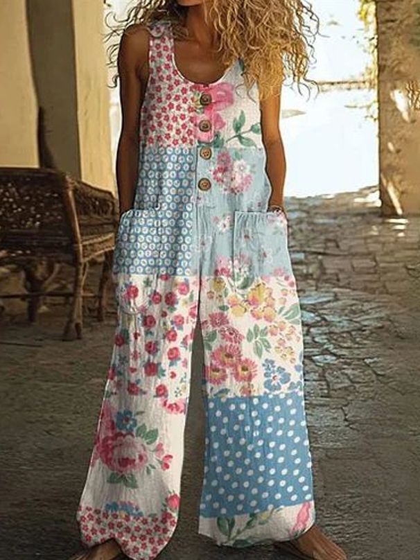 Women's Clothing Casual Sleeveless Loose Pocket Bib Pants Ladies Long Jumpsuit_ecoleips.com