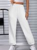 Women's Clothing Fashionable Texture Embossed Elastic Waist Temperament Loose Trousers Casual Wide Leg Pants_ecoleips.com