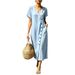Women's Casual Fashion V Neck Dress Spring Summer Independent Website Cross Border Beach Vacation Dress_ecoleips.com
