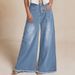 Women's Clothing Street Retro Wide Leg Frayed Edge Washed Denim Trousers_ecoleips.com
