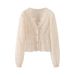 Women's Lace V-Neck Cardigan Short-Length Blouse Comfortable Fit Elegant Layering Essential for Spring Versatile_ecoleips.com