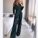 Modern Jumpsuit – Long Sleeve Cross-Collar Workwear For Women Color Psychology East-West Edge Office-Ready_ecoleips.com