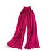 High Waist Straps Summer Casual Pants for Women Versatile Slimming Wide Leg Pleated plus Size Meat Cover Drape Slightly Fat_ecoleips.com