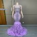 Women's Clothing Diamond Feather Long Skirt Model Catwalk Annual Meeting Purple Heavy Sequins Shiny Diamond Chain Feather Respect_ecoleips.com