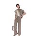 Inspired Women's Two Piece Knitted Fashion Set Elegant Sophisticated High Neck Striped Top Casual Wide Leg Pants_ecoleips.com