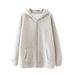 Unisex Cotton Blend Zip-Up Hoodie With Fleece Lining - Oversized Blank Casual Sweatshirt For Men & Women_ecoleips.com