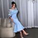 Women's Clothing Rhinestone Detailing Bodycon Evening Gown Sexy Mesh Touch Autumn Fashion_ecoleips.com