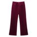 Women's Autumn Velvet Faux Fur Effect Cuffed Suit Jacket And High Waisted Trousers Set_ecoleips.com