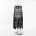 Talenza Black Mesh Long Skirt Women's Sexy Lace See Through High Waist Fashion Skirt 2025 Summer Elegant Vintage Y2k Long Skirt_ecoleips.com
