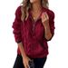 Women's Clothing Short Plush Sweatshirt Autumn Winter Fashion Color Block Half Open Collar_ecoleips.com
