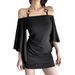 Chic European And American New Vintage Striped Off-shoulder Bell-sleeve T-shirt With Beaded Halter Neck, Niche Slim-fit_ecoleips.com