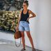 K Large High Waisted Fringed Ripped Denim Shorts For Women_ecoleips.com