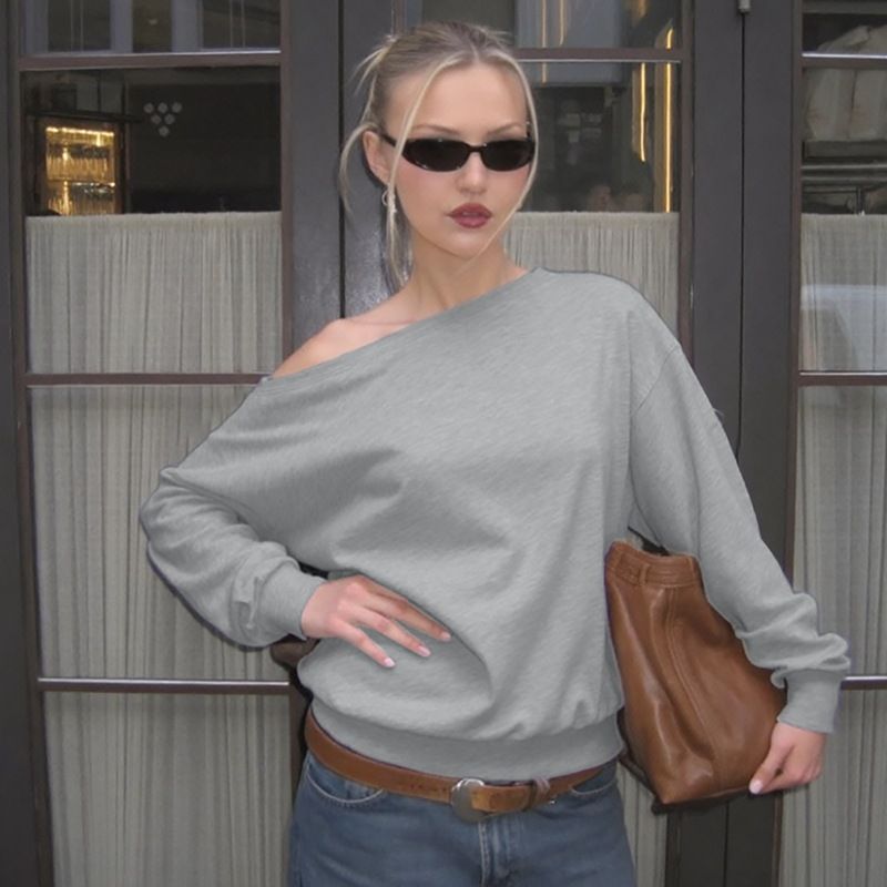 European And American Best-Selling Women's Clothing 2025 Autumn New Fashion Casual Loose Waist-Cinching Slanted Collar_ecoleips.com