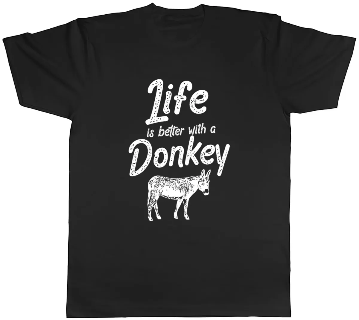 Women's T-Shirts Funny Mens T-Shirt Life Is Better With A Donkey Tee Gift_ecoleips.com