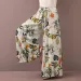 Floral Print Wide Leg Women Pants Spring Drawstring Bohemia Trousers Lady Casual Loose Elastic Waist Pantalonsw Plus Size_ecoleips.com