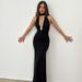 European And American Best-Selling Women's Clothing 2025 Summer New Sexy Deep V Halter Neck Ribbon Slim Sleeveless Dress_ecoleips.com