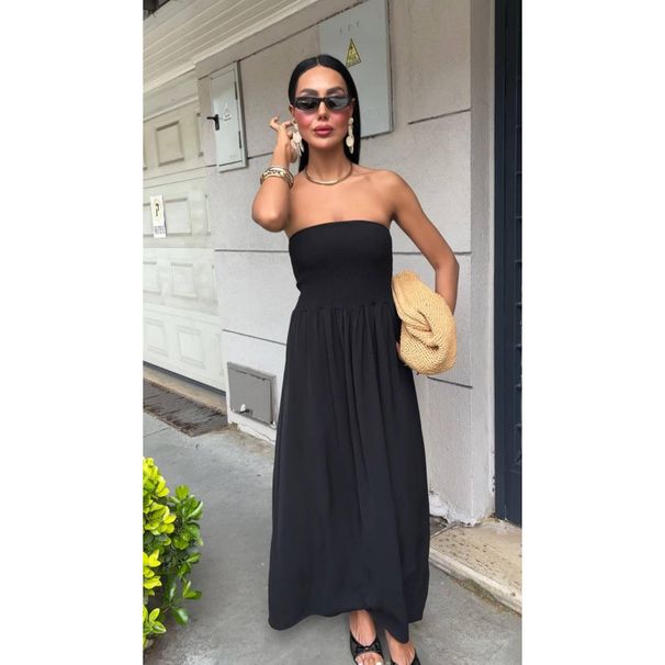 Solid Color Off-Neck Tube Top Cinched Waist Dress_ecoleips.com