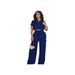 Women's Clothing New Fashion Casual Pocket Short Sleeved Top Plus Straight Trousers Suit_ecoleips.com