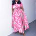 Women's Clothing New Fashion Temperament Lace Print Short Sleeved Large Swing Dress_ecoleips.com