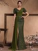 Women's Clothing New Elegant Beaded Patchwork Fitted V Neck Short Sleeve Temperament Gorgeous Noble Cocktail Party Formal Dinner Dress_ecoleips.com