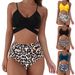 Women's High Waist Bikini Set - Sexy Leopard Print Two Piece Swimsuit With Cross Back Design, Comfortable Polyester Fabric For Beach & Pool_ecoleips.com