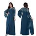 Elegant Embellished Jalabiya Dress Set For Muslim Women – Glittering Abaya With Flowy Chiffon & Rhinestone Details (Purple/Navy Blue, S-Xxl)_ecoleips.com