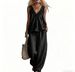 Women's Casual Cotton Sleeveless Ruffle Top Set Summer New Fashion plus Size Clothing_ecoleips.com