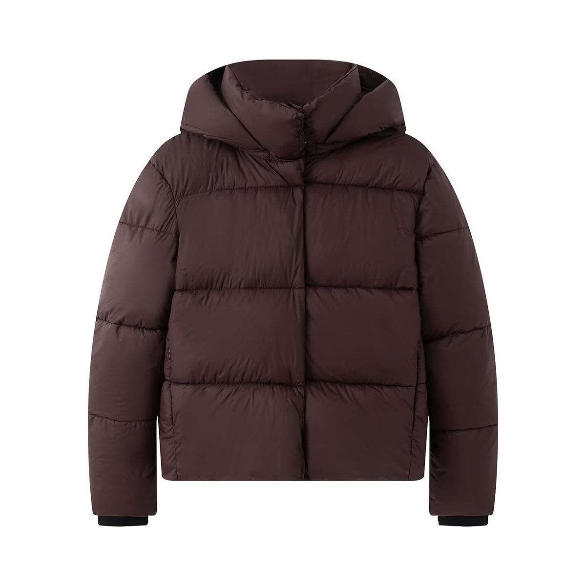Women's Short Puffer Jacket – Waterproof Stand Collar Hooded Coat For Winter Warmth & Style_ecoleips.com