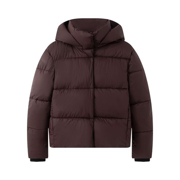 Women's Short Puffer Jacket – Waterproof Stand Collar Hooded Coat For Winter Warmth & Style_ecoleips.com