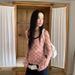 Deeptown Vintage Korean Style Plaid T-Shirts Women Pink Y2k Retro Long Sleeve Tees Harajuku Acubi Fashion Aesthetics Mesh Tshirt_ecoleips.com