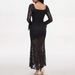 Elegant Lace Bodycon Midi Dress Long Sleeve Slim Fit Office Party Evening Gown for Women Sexy Elegant Slim Fit Midi Dress_ecoleips.com