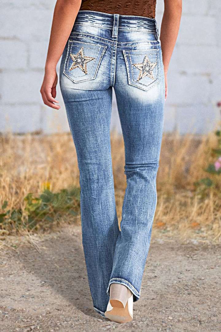 Women's Clothing New Embroidered Jeans For Women High Quality Straight Leg Slim Stretch Trousers_ecoleips.com