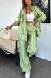 Women's Clothing Loose Straight Leg Pants With Drawstring Elastic Waist Solid Color Casual Trousers – Black, Pink, Light Green, Navy, Sky Blue, Silver_ecoleips.com