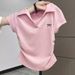 Women's Pure Cotton Polo Collar T-Shirt Plus Size Slimming High End Pleated Short Top Summer Wear Base Layer_ecoleips.com