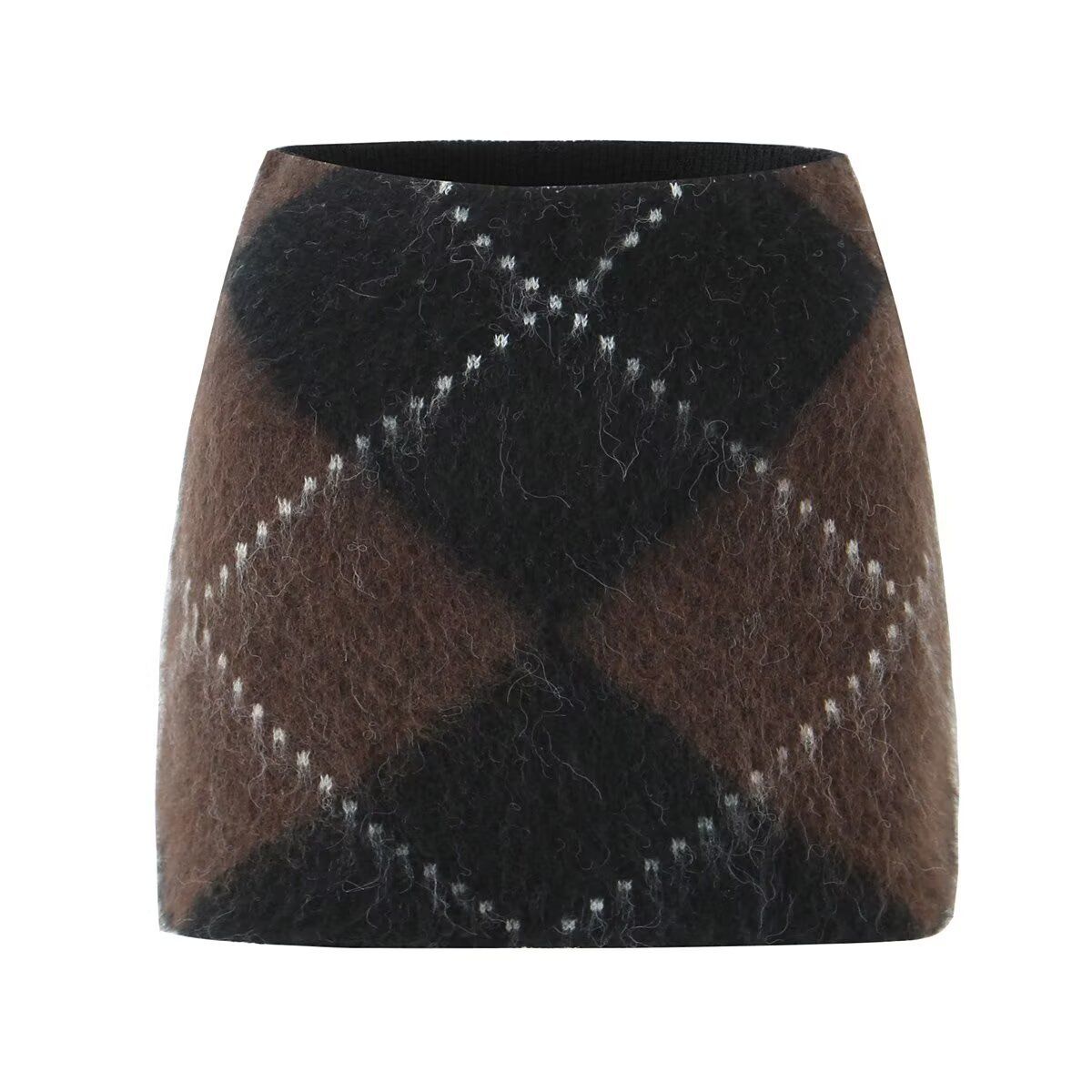 Cross-border Foreign Trade Women's Clothing 2025 Autumn Winter European And American Plaid Pullover Top + Knit Skirt Set_ecoleips.com