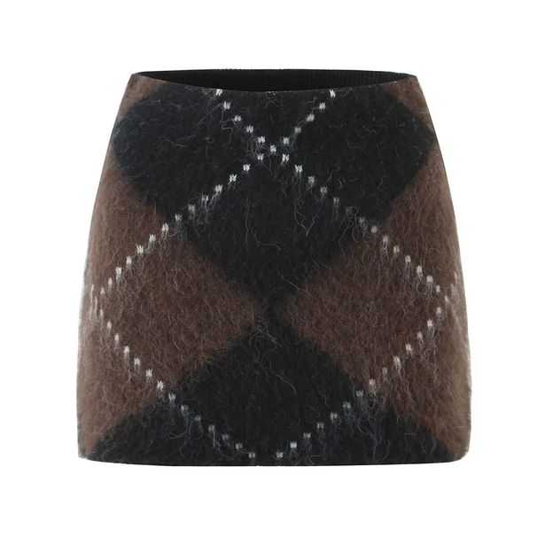 Cross-border Foreign Trade Women's Clothing 2025 Autumn Winter European And American Plaid Pullover Top + Knit Skirt Set_ecoleips.com