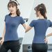 Women's Clothing Slim Fit Yoga Clothes Fitness Tight Fit Running Sweat Absorbent Quick Dry Clothes Slim Fit Tight Fit Yoga Short Sleeve T Shirt_ecoleips.com