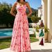 Summer New Arrival Women's Printed Chiffon Dress Tubby Neck Full Swing Waist Cinching European American Style_ecoleips.com
