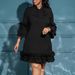 C8570 European And American Plus-size Women's Clothing 2024 New Foreign Trade Solid Color Elegant Ruffle Sleeve Tie-up_ecoleips.com