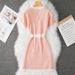 Women's Clothing Summer Dress Waist Slimming Temperament Goddess Style Fashion Button Slim Short Sleeve Knitted Dress_ecoleips.com