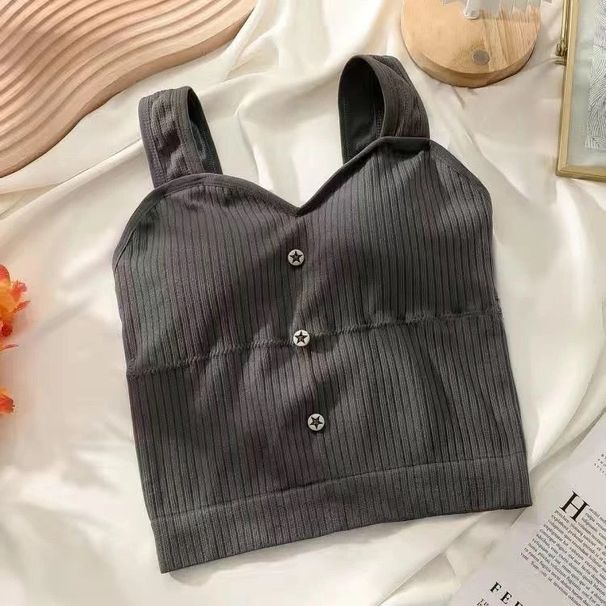 Chic Backless Camisole Vest For Women, Autumn Sweet Cool Thin Outerwear, 2021 New Style With Chest Pad, Base Shirt_ecoleips.com