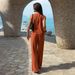 Women's Clothing Elegant V Neck Solid Color Top Set For Women European And American Style Resort Wear Spring Summer_ecoleips.com