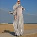 Autumn Elegant O-neck Patchwork Robe Dress Spring Casual Long Sleeve Solid Long Dress Women's Fashion Draped Loose Party Dress_ecoleips.com