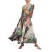 Women's Clothing Long Skirt Slim And Tall Temperament Printed Chest Round Button Printed Dress_ecoleips.com