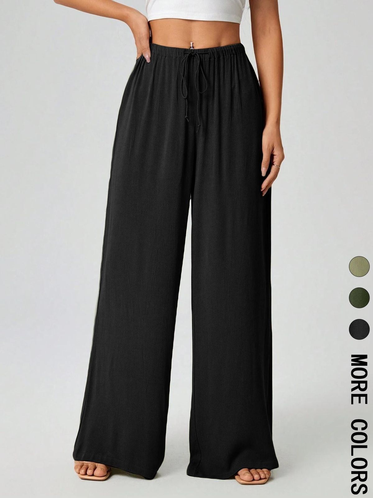 Women's Wide Leg Pants Loose Casual Style European American Cross Border Fashion in Stock_ecoleips.com