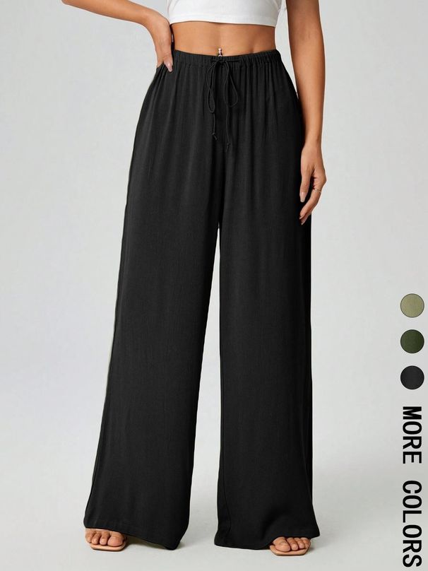 Women's Wide Leg Pants Loose Casual Style European American Cross Border Fashion in Stock_ecoleips.com