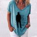 Aria Basics Aria Basics European And American Women's Tops Summer Hot Sale Creative Print V-Neck Elegant Short Sleeve T-Shirt For_ecoleips.com